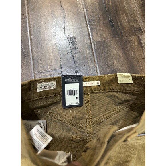 Levis Premium Pants Womens 27x27 Brown Corduroy Ribcage Straight Ankle NEW - Picture 2 of 7